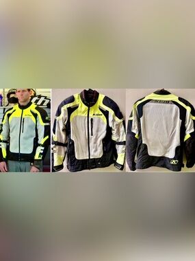KLIM INDUCTION MESH MOTORCYCLE JACKET HI VIS YELLOW PANEL D30 ARMOR MENS SMALL